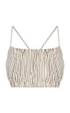 Staud Hammock Striped Cotton Top In Ivory/dark Oak