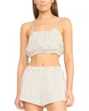 Staud Hammock Striped Cotton Top In Ivory/dark Oak