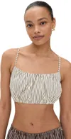 Staud Hammock Striped Cotton Top In Ivory/dark Oak Micro Stripe