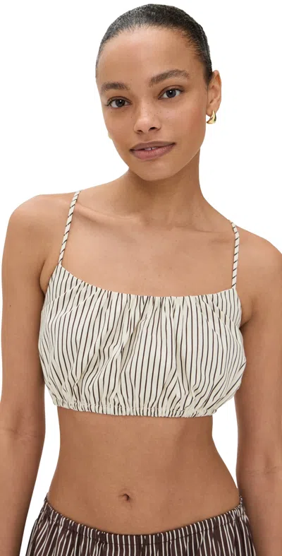 STAUD HAMMOCK TOP IVORY/DARK OAK MICRO STRIPE