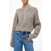 Staud Hampton Crop Cotton Blend Half-zip Sweater In Gray