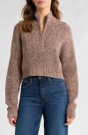 Staud Hampton Half Zip Crop Sweater In Mocha Melange