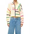 Staud Hampton Long Sleeve Sweater In Cream Rainbow In Multi