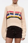 Staud Cropped Hampton Sweater Artist Stripe In Neutral
