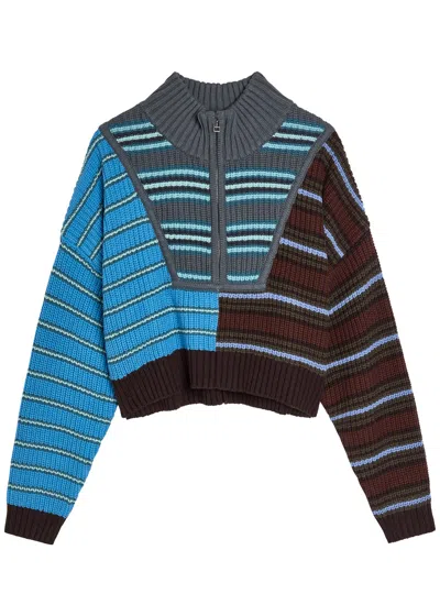 Staud Hampton Striped Cotton-blend Jumper In Multi