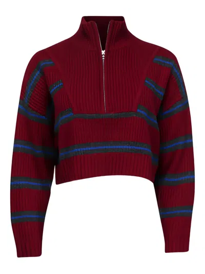 Staud Hampton Striped Sweater In Red