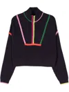 Staud Cropped Hampton Sweater In Navy Multi In Blue