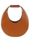 Staud Leather Handbag With Curved Shape And Handle In Brown