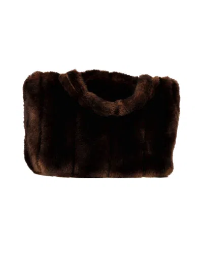 Staud Handbag In Brown Faux Fur
