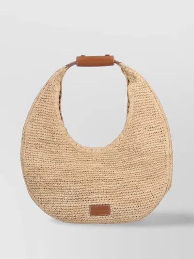 Staud Handle Leather Woven Texture Tote Bag