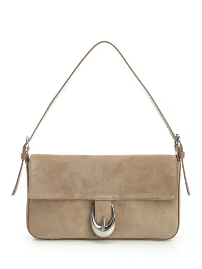 Staud Harlow Bag Suede Shoulder Bags Beige