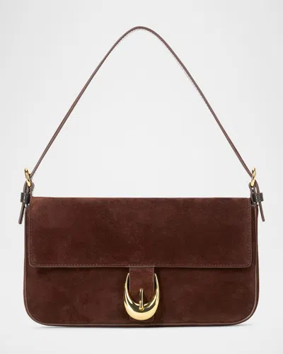 STAUD HARLOW BUCKLE SUEDE SHOULDER BAG