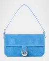 Staud Harlow Suede Shoulder Bag In  Blue