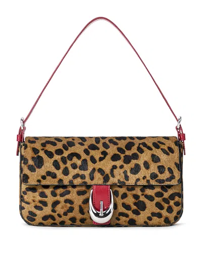 Staud Harlow Cheetah Print Calf Hair Shoulder Bag In Brown