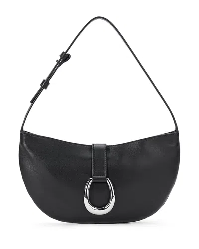 Staud Harlow Crescent Leather Shoulder Bag In Black