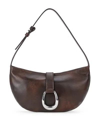 Staud Harlow Crescent Leather Shoulder Bag In Burgundy