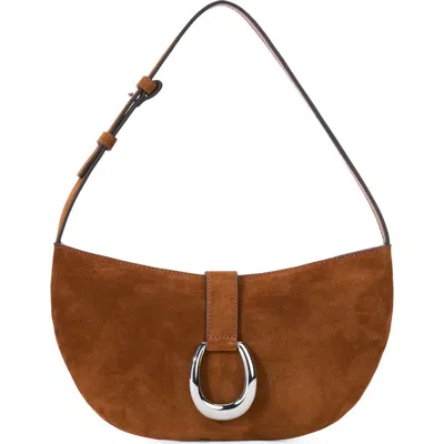 Staud Harlow Crescent Leather Shoulder Bag In White