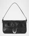 Staud Harlow Crinkled Leather Shoulder Bag In Black