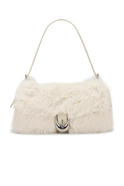 Staud Harlow Faux Fur Shoulder Bag In White