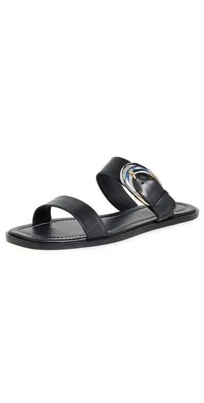 Staud Harlow Flat Sandals Black