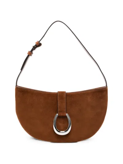 Staud Harlow Horseshoe-buckle Shoulder Bag In Brown
