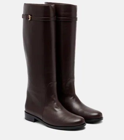 Staud Harlow Leather Knee-high Boots In Brown