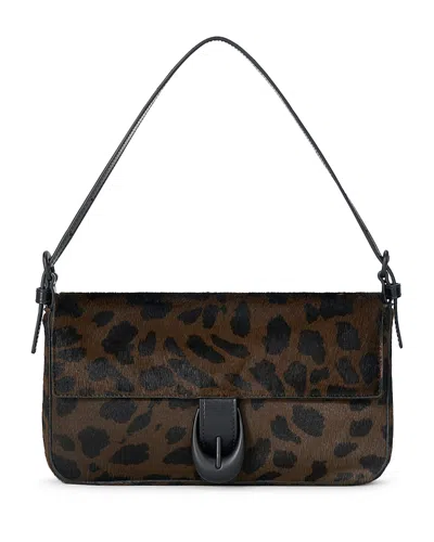 STAUD HARLOW LEOPARD PRINT CALF HAIR SHOULDER BAG