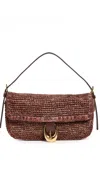 Staud Harlow Raffia Shoulder Bag Mahogany