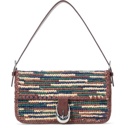Staud Harlow Raffia Shoulder Bag In Mixed Raffia