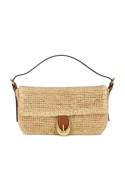 Staud Harlow Raffia Shoulder Bag In Natural & Tan