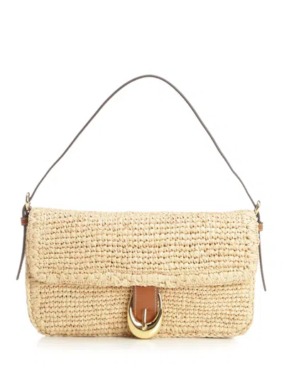 Staud Harlow Raffia Shoulder Bag Shoulder Bags Beige