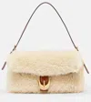 Staud Harlow Shearling Shoulder Bag In Neutral