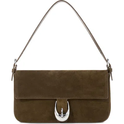 Staud Harlow Suede Shoulder Bag In Gray