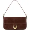 Staud Harlow Suede Shoulder Bag In Mahogany