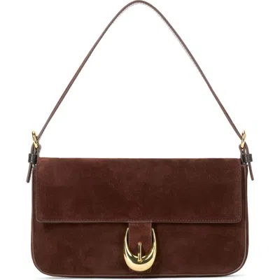 Staud Harlow Suede Shoulder Bag In Mahogany
