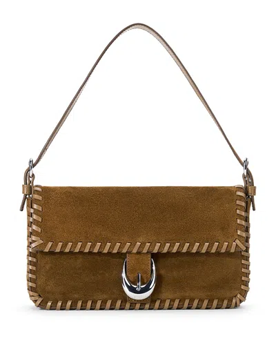 Staud Harlow Suede Top Handle Bag In Brown