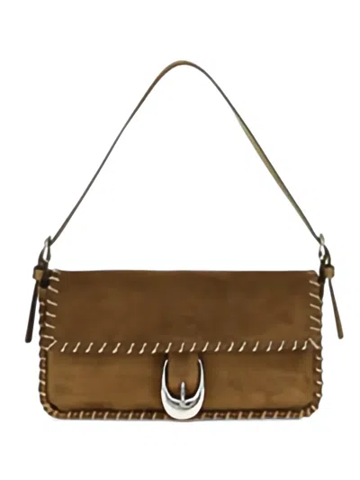 Staud Harlow Whipstitch-trim Shoulder Bag In Brown
