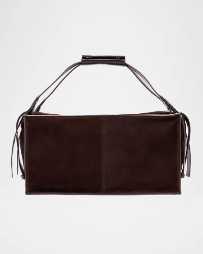 Staud Harold Slouchy Suede Top-handle Bag In Brown