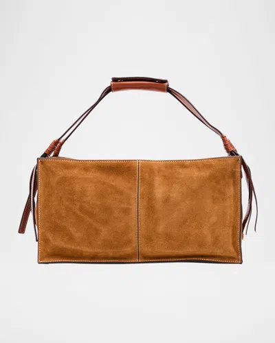 Staud Harold Slouchy Suede Top-handle Bag In Brown