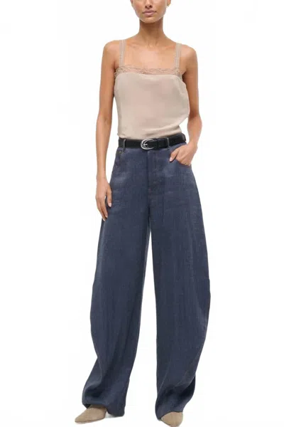 Staud Harrison Barrel-leg Pant In Blue