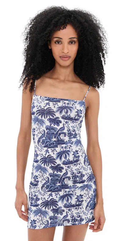 Staud Hastings Mini Dress Blue Toile In Neutral
