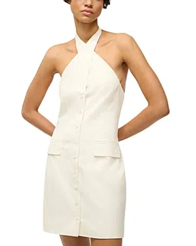 Staud Haven Womens Halter Faux Pockets Shift Dress In Ivory