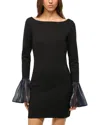 Staud Hawthorne Organza-trimmed Minidress In Black/navy