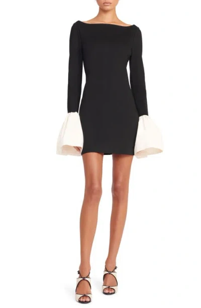 STAUD STAUD HAWTHORNE CONTRAST CUFF LONG SLEEVE SHEATH MINIDRESS