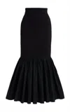 Staud Hawthorne Midi Flared Skirt In Black
