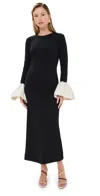 Staud Hawthorne Taffeta-trimmed Maxi Dress In Black/ivory