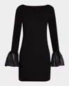 Staud Hawthorne Organza-trimmed Minidress In Black Navy