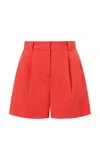 STAUD HEATHER PLEATED CREPE SHORTS