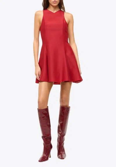 Staud Heike Flared Mini Dress In Red