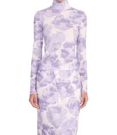 Staud Purple Helvin Turtleneck In Antique Pressed Flowers